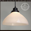 10" Milk Glass Pendant Light with black metal fixture

