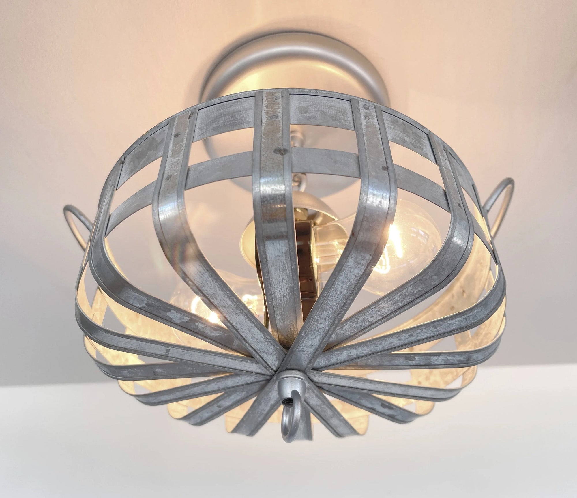 Petite Galvanized Strapped Metal Ceiling Light The Lamp Goods