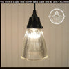 Minimalist antique glass pendant light with ribbed shade & black metal fixture from The Lamp Goods.

