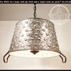 Galvanized metal farmhouse chandelier, pierced wash tub design, rustic lighting fixture
