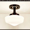 Antique milk glass ceiling light fixture with dark bronze finish
