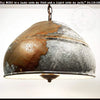 Rustic galvanized metal and copper bucket chandelier, large pendant light fixture for farmhouse style homes.
