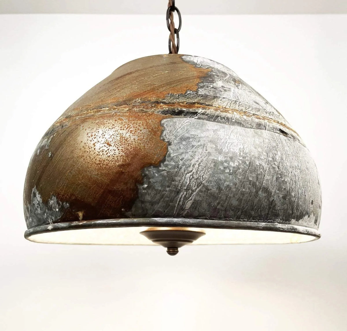 View of Farmhouse Chandelier of Rustic Galvanized Metal Lighting Fixture - The ...