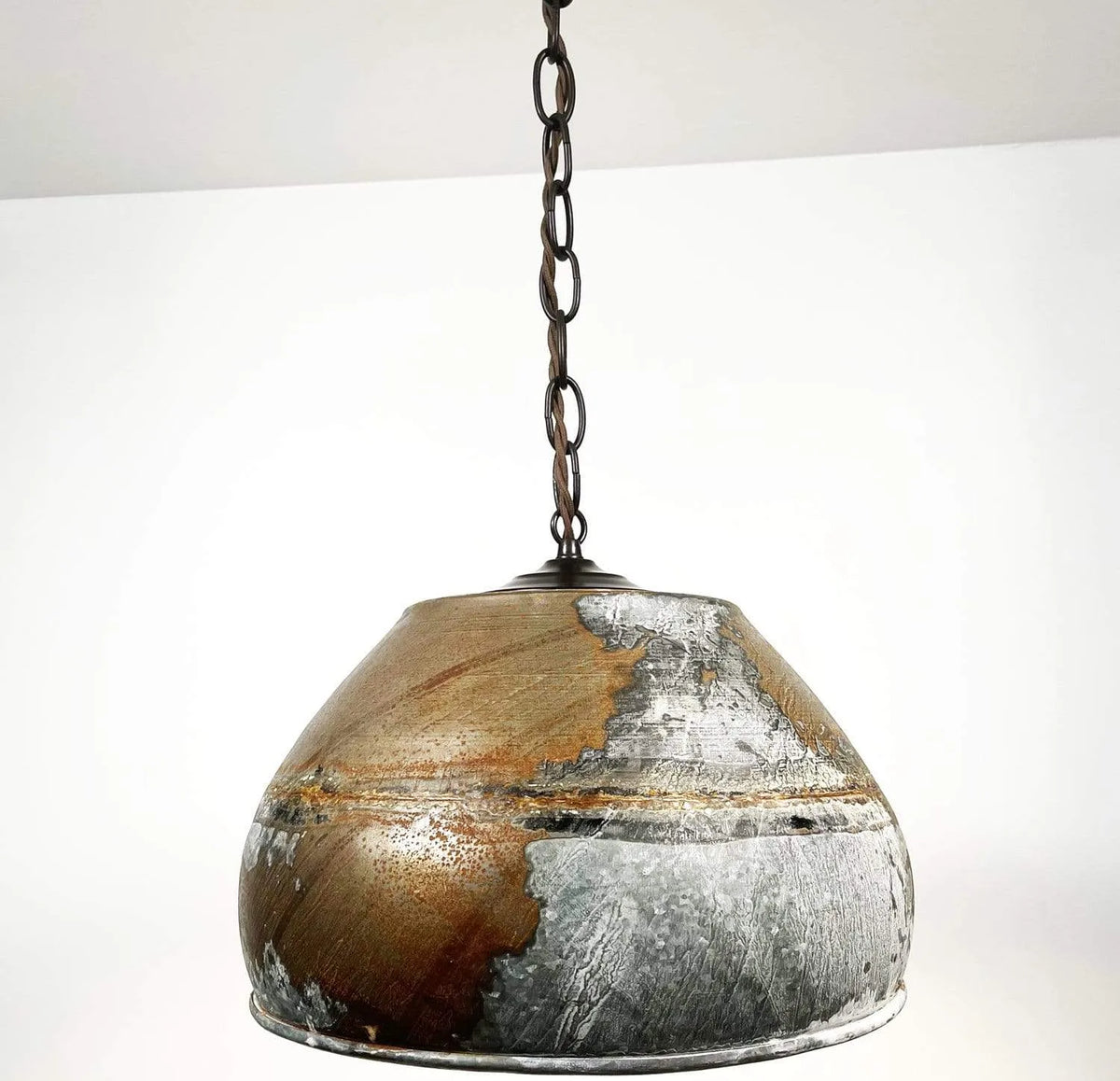View of Farmhouse Chandelier of Rustic Galvanized Metal Lighting Fixture - The ...