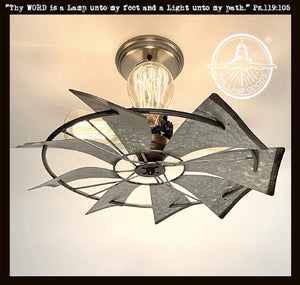 Farmhouse Galvanized Windmill Ceiling Light 16" The Lamp Goods