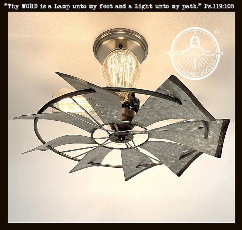 Farmhouse Galvanized Windmill Ceiling Light, 16", The Lamp Goods
