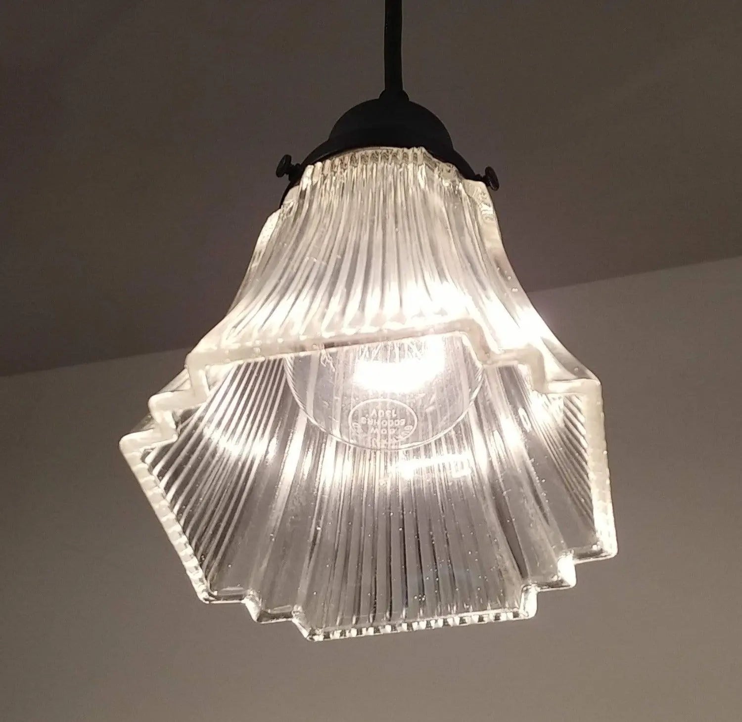 Square Holophane Vintage Glass Hanging Pendant The Lamp Goods