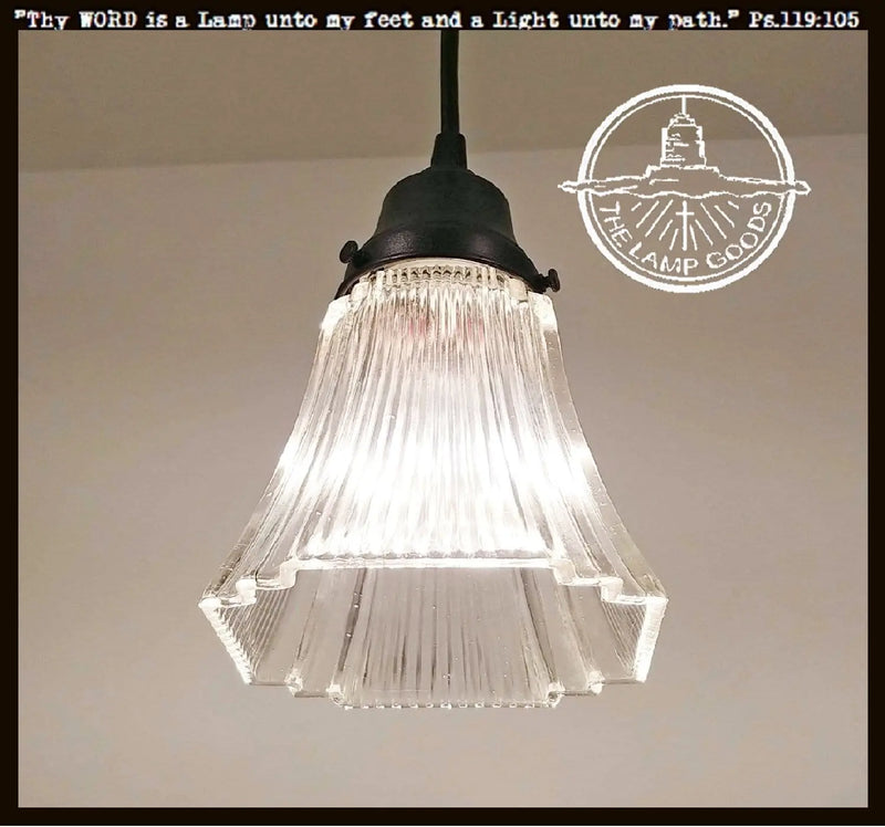 Square Holophane Vintage Glass Hanging Pendant The Lamp Goods