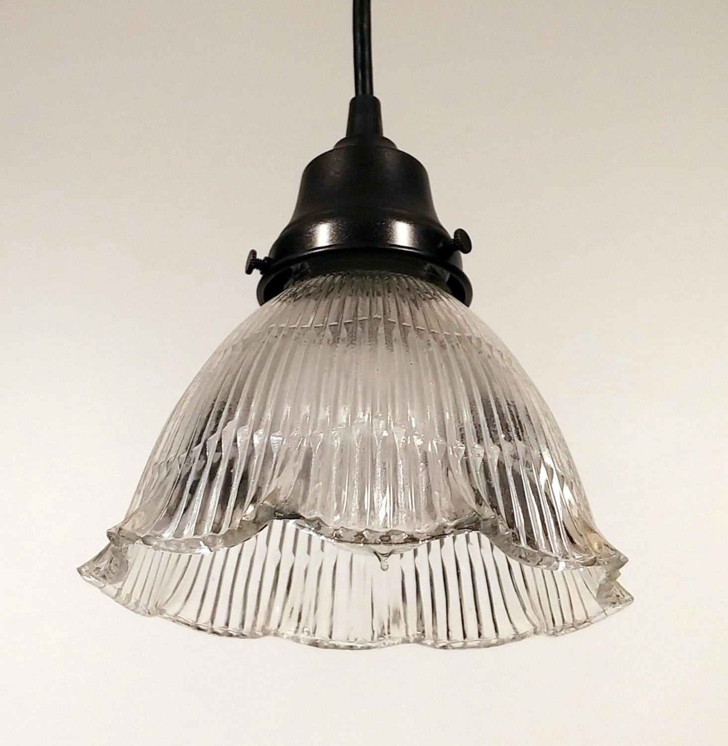 Triple Ruffle Vintage Holophane Pendant Light The Lamp Goods