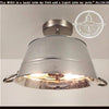 Galvanized metal laundry tub ceiling light fixture from The Lamp Goods; brushed nickel finish.
