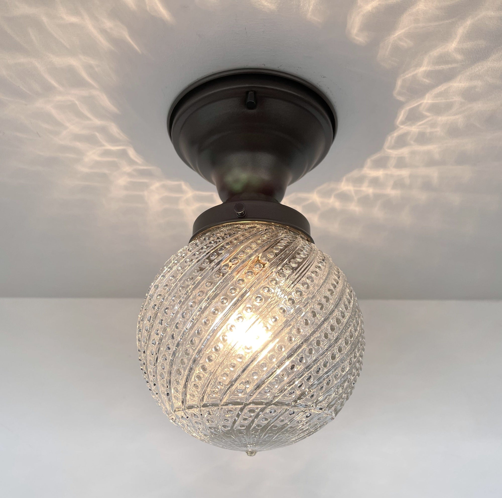 Vintage Hobnail Clear Glass Semi Flush Light The Lamp Goods