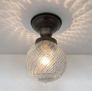 Vintage Hobnail Clear Glass Semi Flush Light The Lamp Goods