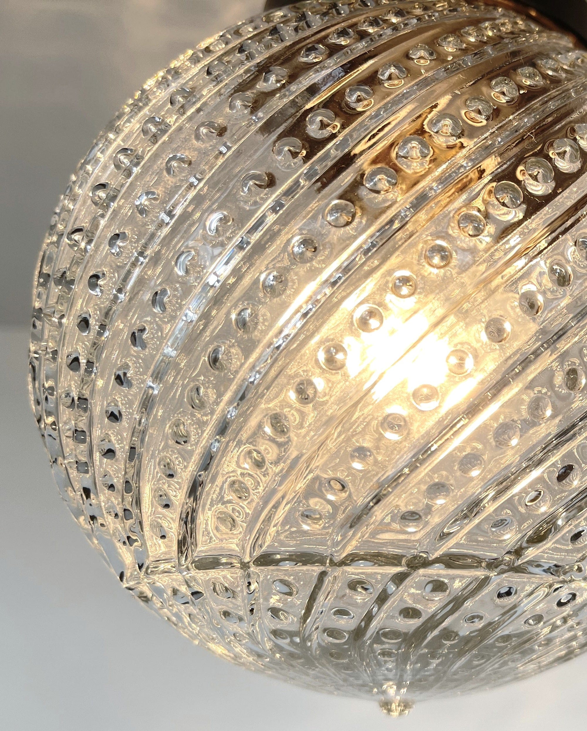 Vintage Hobnail Clear Glass Semi Flush Light The Lamp Goods