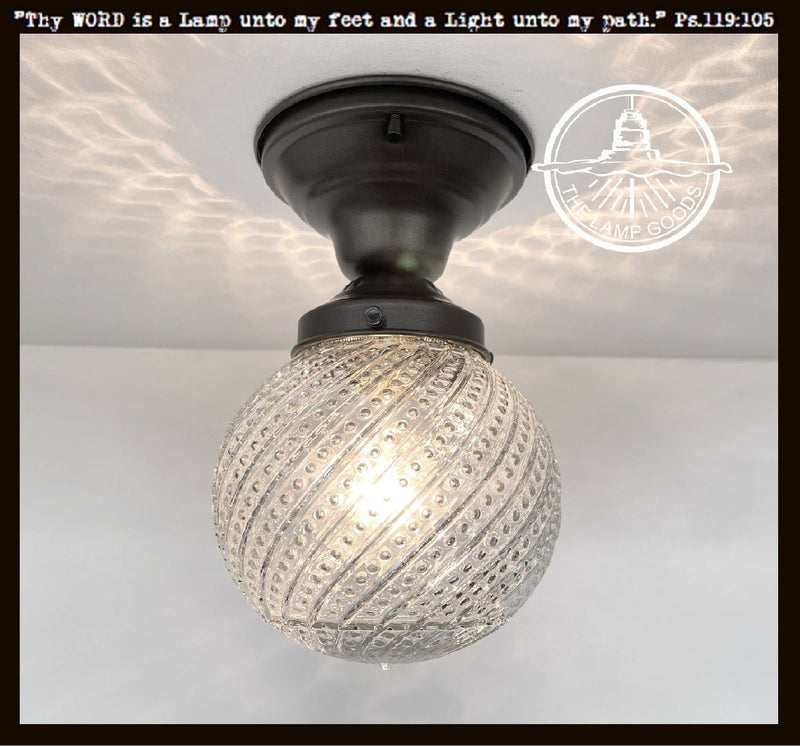 Vintage Hobnail Clear Glass Semi Flush Light The Lamp Goods