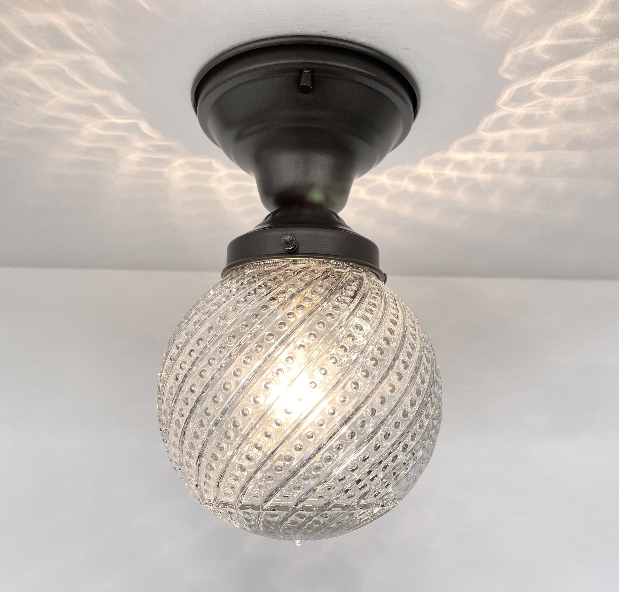 Vintage Hobnail Clear Glass Semi Flush Light The Lamp Goods