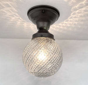Vintage Hobnail Clear Glass Semi Flush Light The Lamp Goods