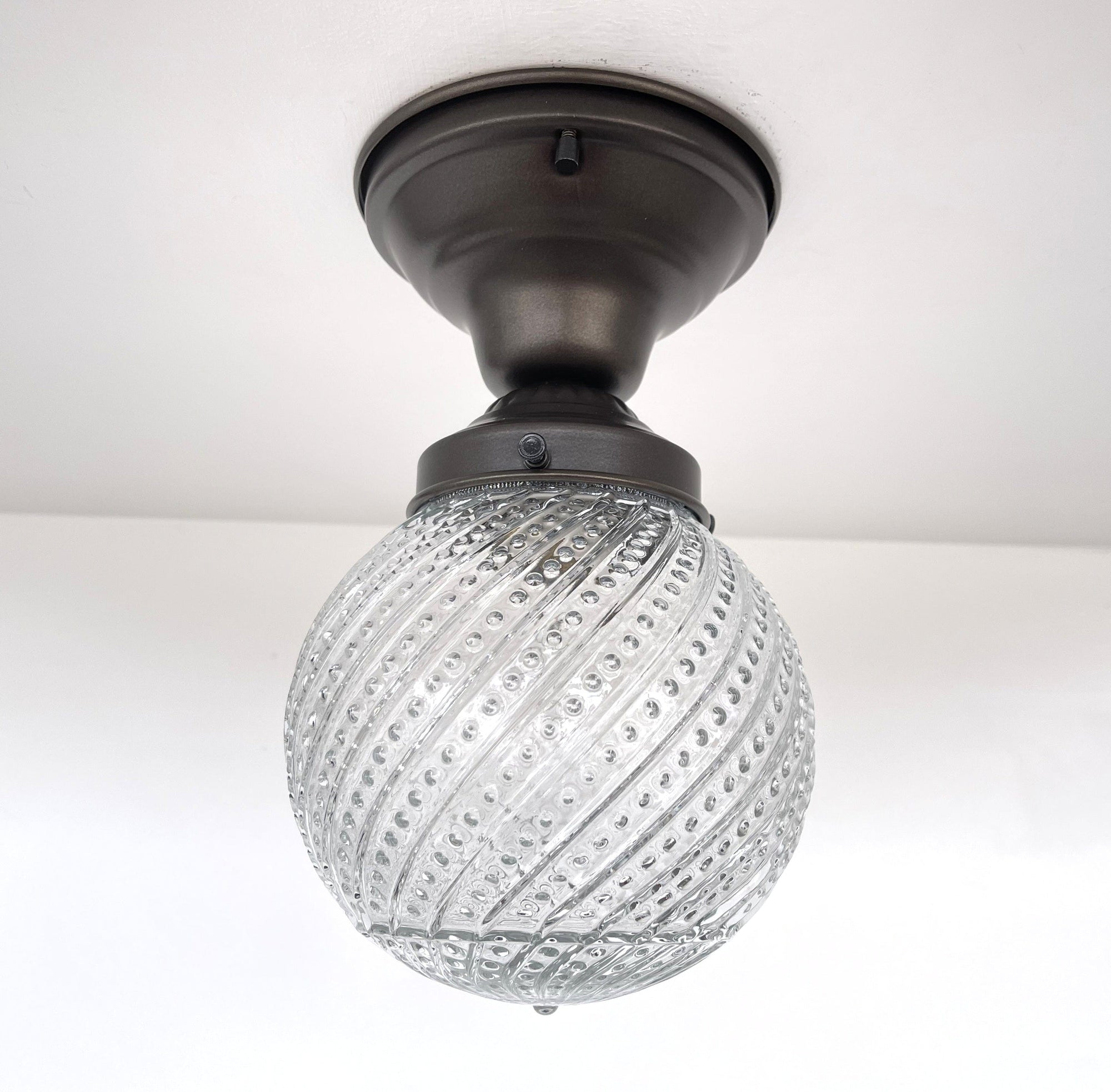 Vintage Hobnail Clear Glass Semi Flush Light The Lamp Goods
