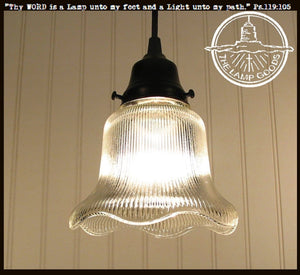 Vintage Clear Holophane PENDANT Light