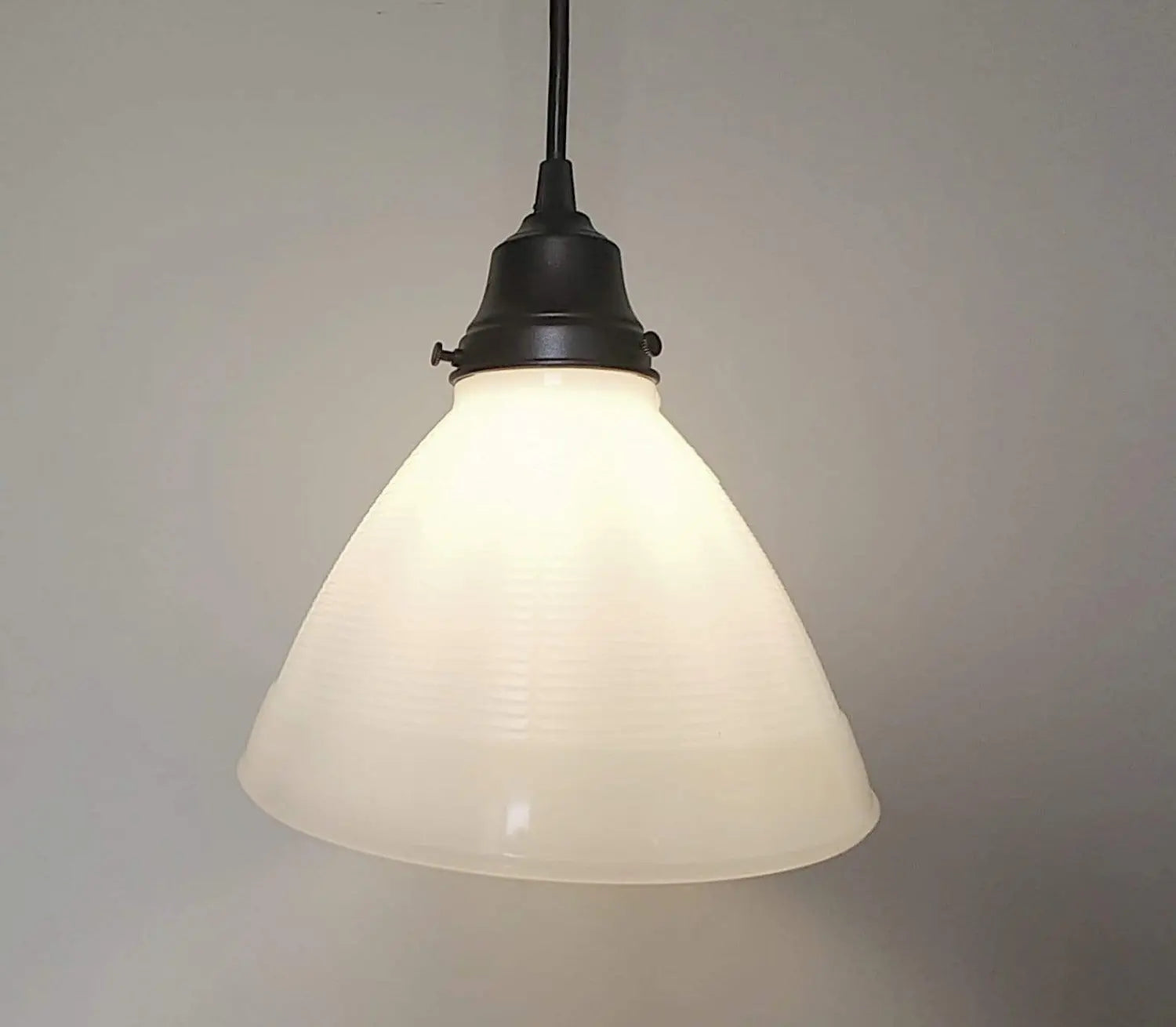 Vintage 'Wicker-Pattern' Milk Glass Pendant Light The Lamp Goods