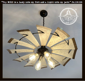 Farmhouse Windmill Chandelier Lighting Fixture 30"