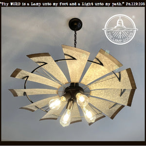 Farmhouse Windmill Chandelier Lighting Fixture 30"