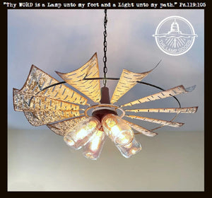 Windmill Chandelier with Farmhouse Mason Jar Lights - The Lamp Goods