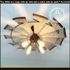 30" Farmhouse Windmill ceiling light fixture with four Edison bulbs; galvanized metal design.
