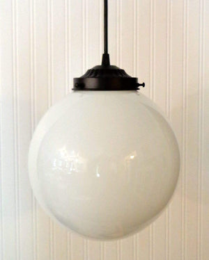 Milk Glass PENDANT Light - 12" Globe The Lamp Goods